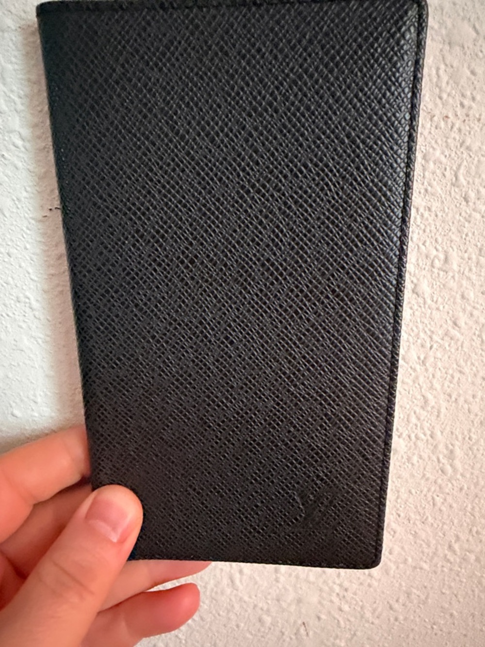 Louis Vuitton Black Textured Leather checkbook & card Holder
